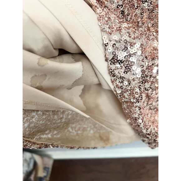 Badgely Mischka rose gold Cowl Back Swank Sequin Sheath Dress size 6 New NWT - Picture 8 of 8